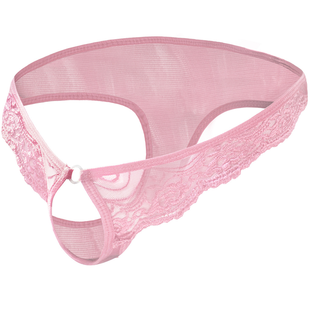 Tzy092T Men's Lingerie Underwear Wholesale Transparent Mesh Low Waist Sexy Thong T-Pants_voghion.com