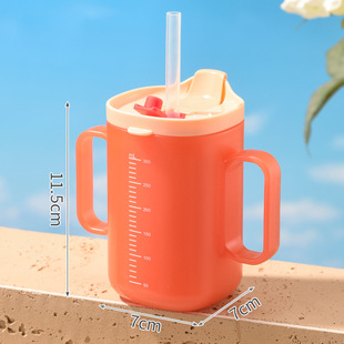 Heguo Baby Milk Cup with Scale for Home Use, Baby Sippy Cup for Drinking Milk and Learning to Drink with Straw