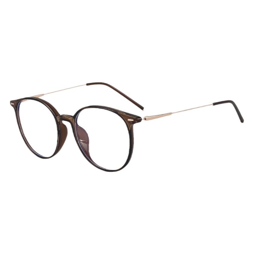 Douyin Translucent Tea Gold Glasses Ultra-Light Cold Brown Plain Makeup Artifact Female K-Style Myopia Can Be Equipped with Prescription Eye Frame Frames