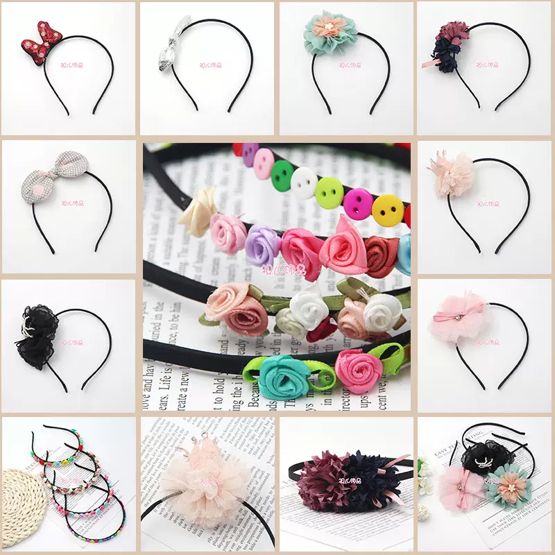 工厂货源发箍成品混批蝴蝶结缝圆花儿童女孩田园时尚小花发箍搭配