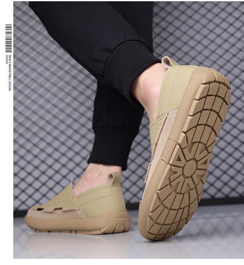 Dép sandal nam lỗ thoáng khí đế mềm kiểu lười — Màu be, Màu kaki chi tiết 20