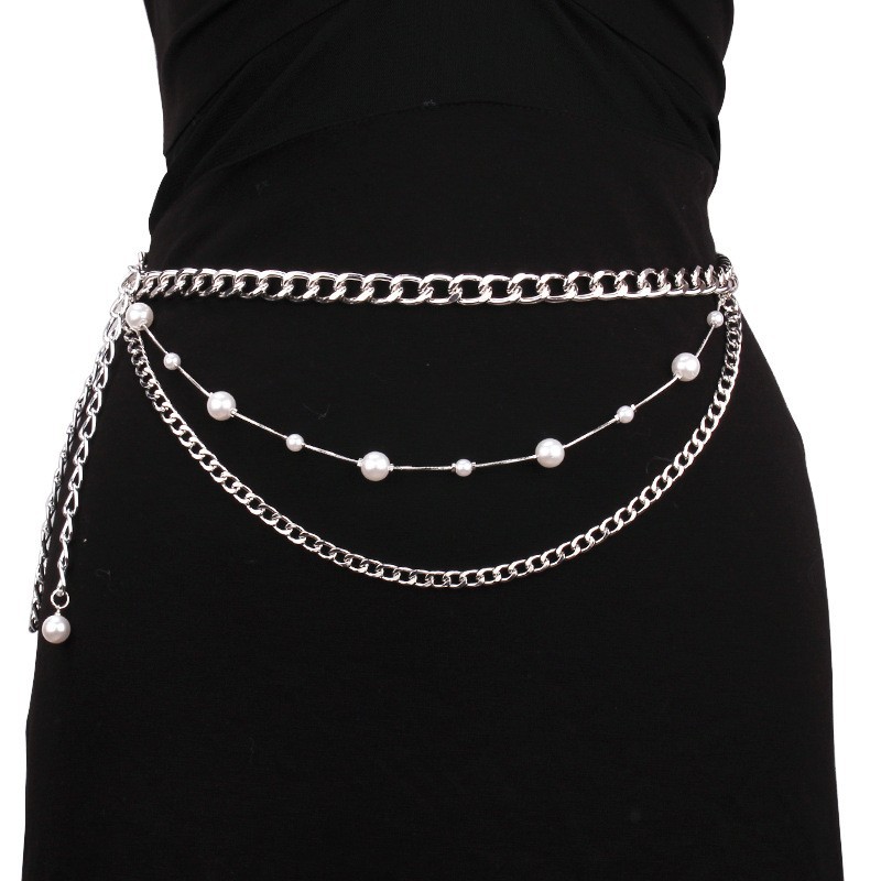Белая многослойная жемчужная цепочка на талию k