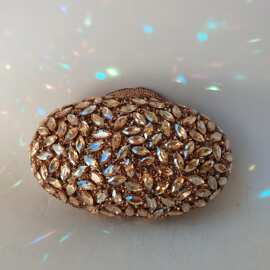 Flower crystal bag新款立体花朵镶钻晚宴包平底满钻宴会手拿女包