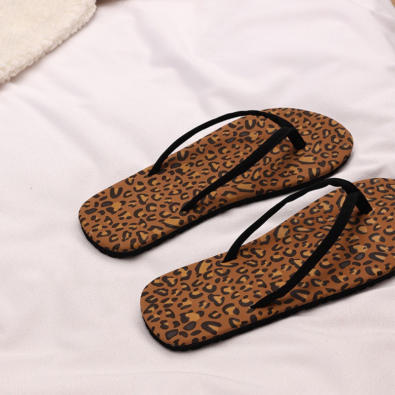 Summer Flip-flops For Women, Home Slippers, Beach Sandals, Cross-border Leopard Print Flat Slippers Wholesale_vogvips.com