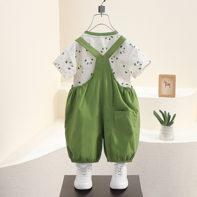 7825 traje de mono de verano para niños 2025 nueva ropa de dibujos animados para bebés ropa de verano de manga corta de estilo occidental para bebés y niños