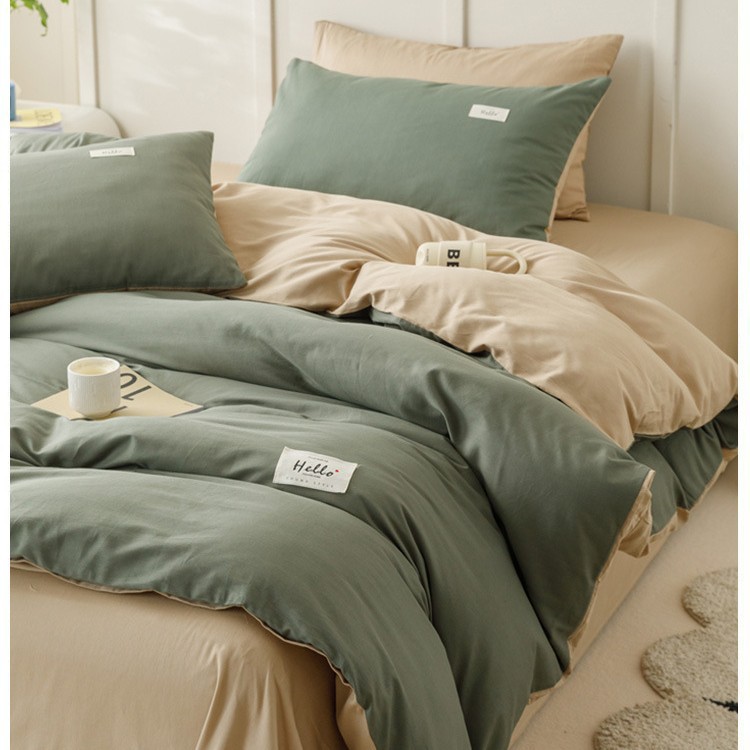 Algodón de cuatro piezas, ropa de cama de algodón lavable, ropa de cama