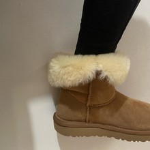 澳洲进口羊皮毛一体雪地靴女中筒一粒扣5803显瘦保暖棉靴冬季女棉