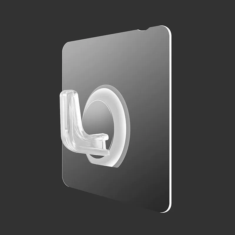 Gancho adhesivo pegamento fuerte sin rastro de perforación, gancho transparente para cocina/baño, fijación segura en pared
