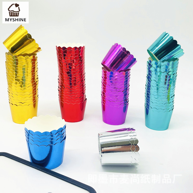 Festival del partido oro y plata medio de alta temperatura resistente a la máquina recta taza para hornear pastel taza de papel molde de pastel Ma fento 50