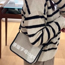 【高品质】法国龙镶新款帆布饭盒小方包字母印花邮差包时尚斜挎包