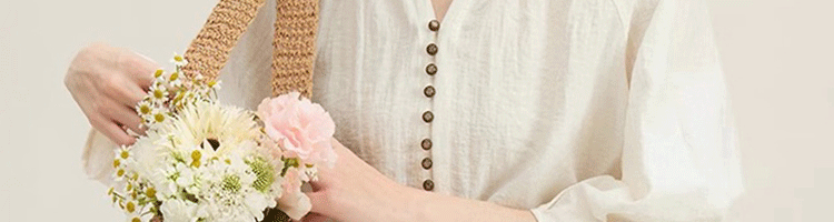 Áo sơ mi linen nữ tay lửng dáng rộng phong cách Pháp — Màu trắng nhạt chi tiết 4