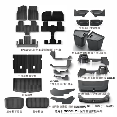 Şüşə kənarı xromları/moldingləri — Pads, Tpe Soft Rubber, Dirt-Resistant - tesla-model-y-l-six-seater-version-full-car-felt-floor-mat-protection-set-3