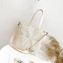 跨境2026新款轻便大容量休闲手提包通勤单肩斜挎包宽肩带帆布女包