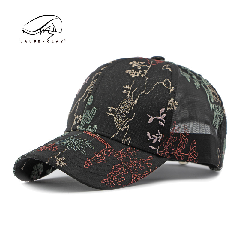 Sombrero de verano de malla de aire china transpirable estilo Han bordado sombrero de béisbol duro viaje de compras sombrero de lengua de pato