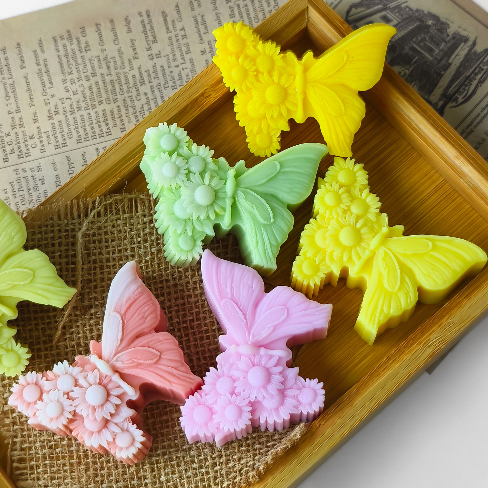 Jiahui Mei flores mariposas hechas a mano molde de mariposas DIY mariposas decoración de goteo de goma tira magnética piedra de perfume