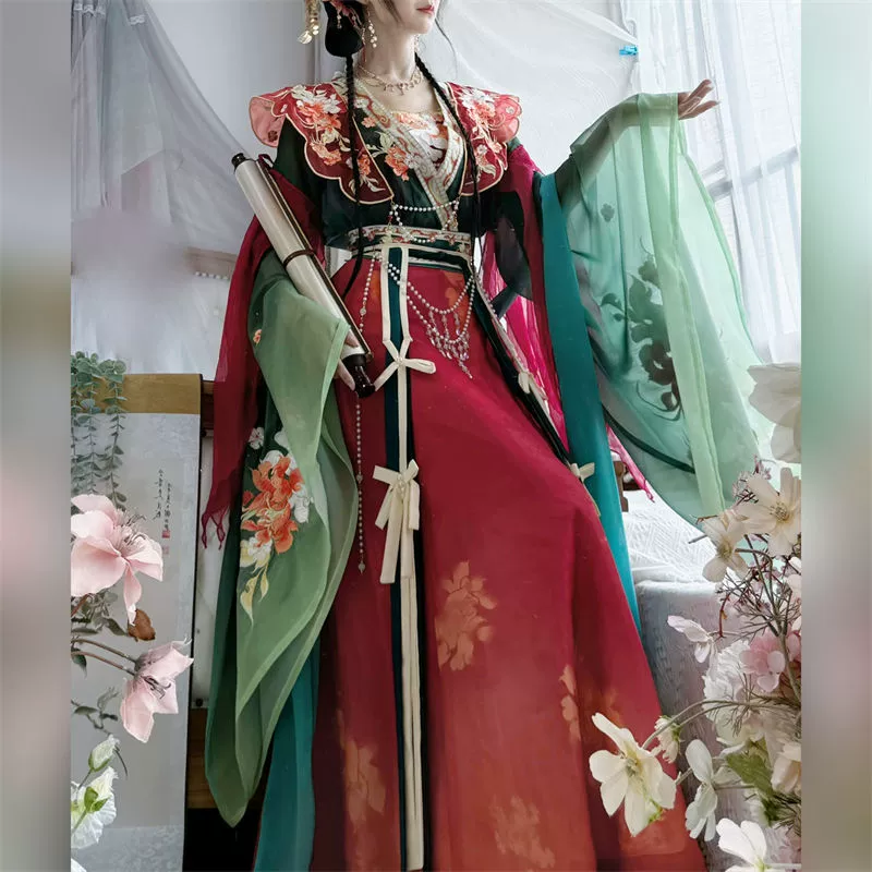 Zui Shige [Xing Yunmeng Ying] Оригинальный ханфу, южно-северный стиль, широкие рукава кисточкой, поясная юбка, комплект из семи предметов, изящный, феерический, моделирующий фигуру