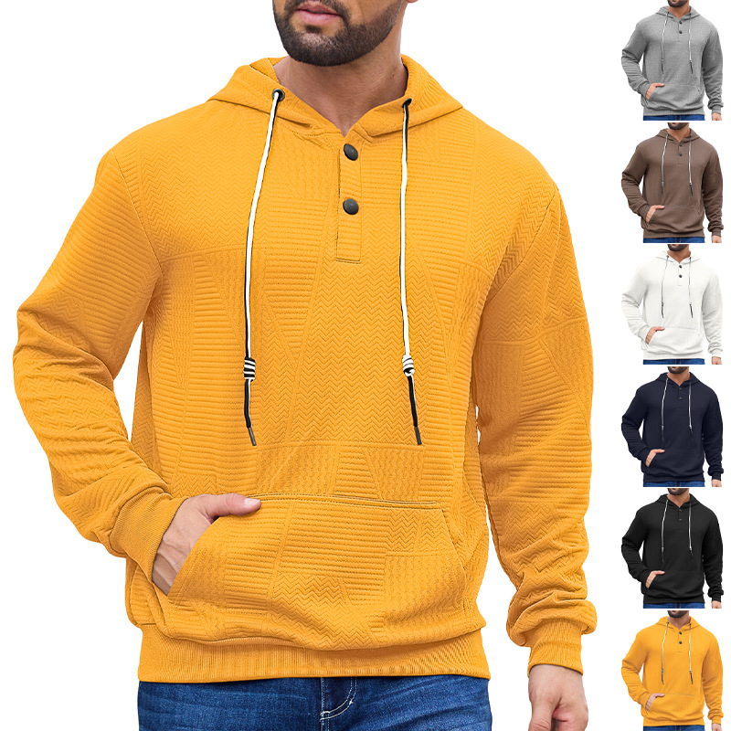 demi-season solid color long-sleeve for leisure with hood
