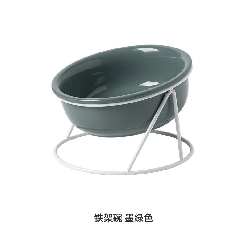 陶磁器の斜口のペットの双碗は頚椎の猫の碗を保護します。|undefined