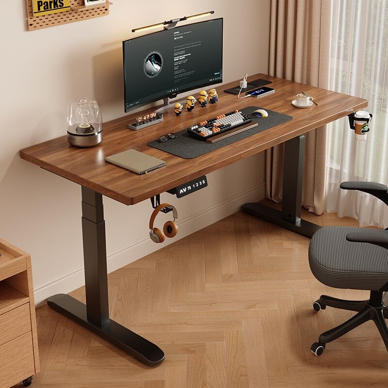 Electric Adjustable Desk, Solid Wood Ecological Board, Smart Computer Desk, Gaming Desk, Home Study and Office Desk, Workbench