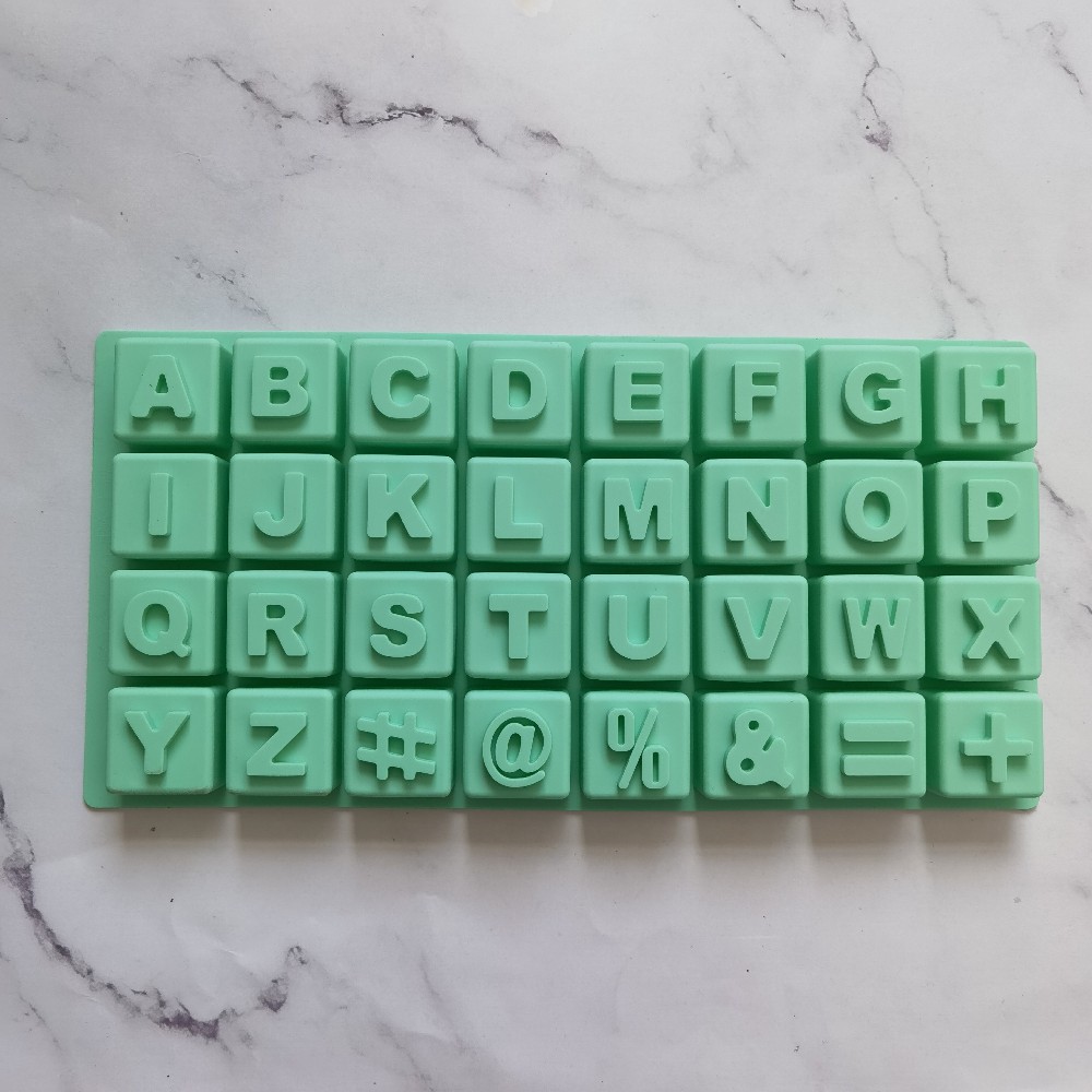 Gran alfabeto inglés 62 molde de silicona pastel helado pudín molde de postre jabón utensilios