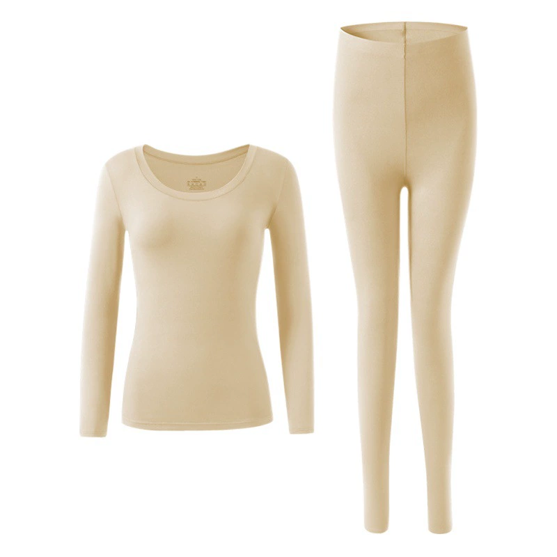 Бесшовное термобелье, женская рубашка с высоким эластичным низом, жилет с длинными рукавами, бархатный костюм, плотная осенне-зимняя одежда для ухода за кожей из молочного шелка