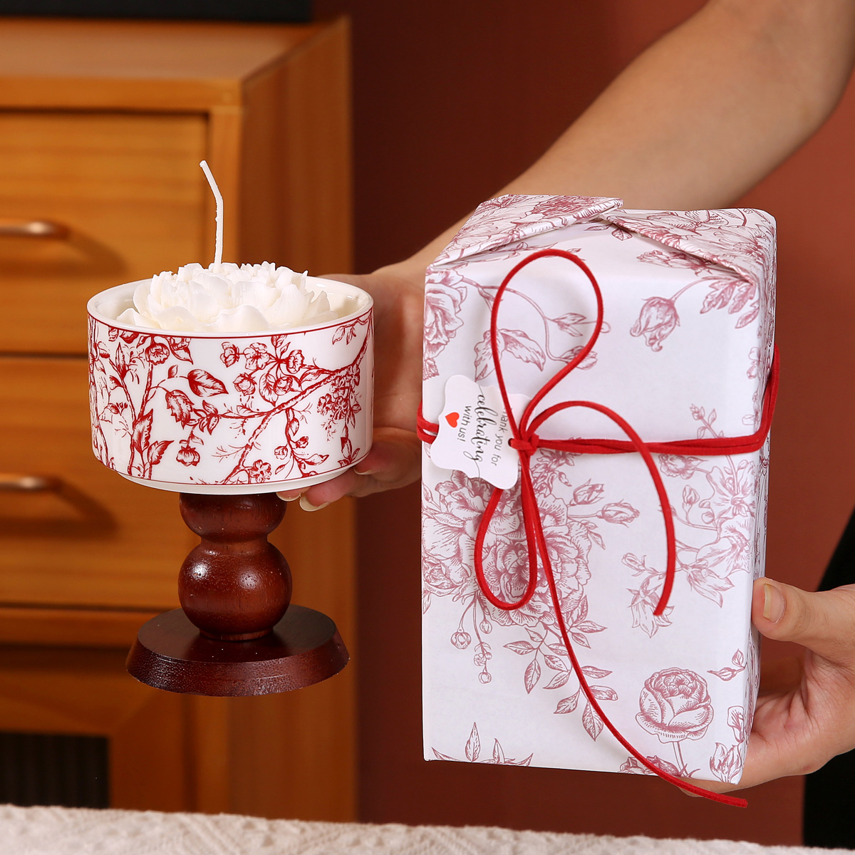 Bougie parfumée française élégante avec diffuseur en bois déco_voghion.com