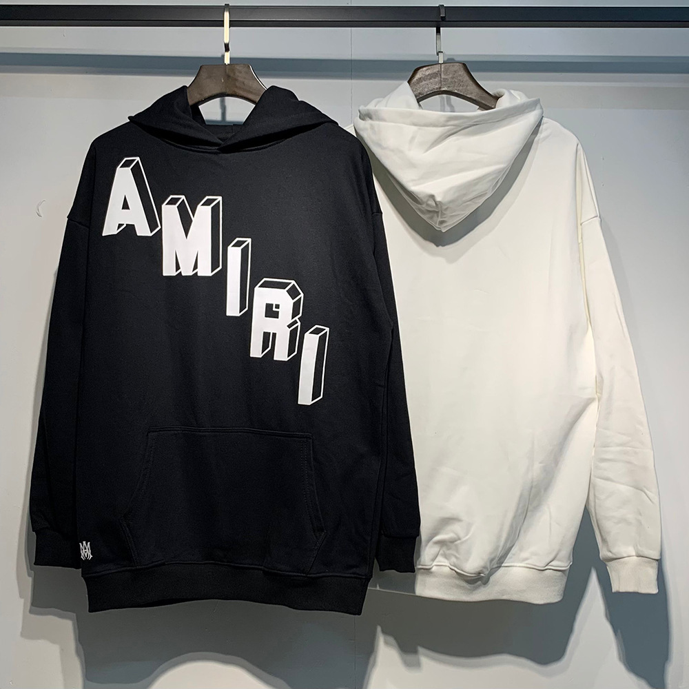 AMIRI suéter colección de letras de impresión transfronterizas 360 gramos de anillo masculino suelto casual sudadera encapuchada