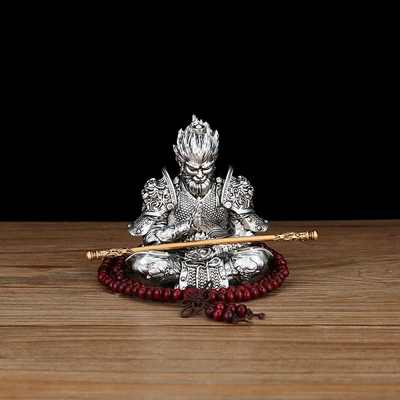 Car ornaments Tv Cabinet Ornaments Soft Decoration - sun-wukong-ornament-silver-beads