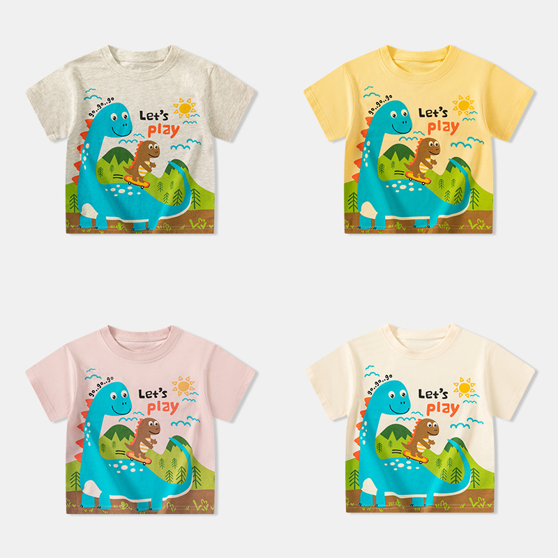 Betop comercio exterior ropa para niños dibujos animados para niños dinosaurio verano nuevo chico bebé camiseta de manga corta ropa Douyin al por mayor
