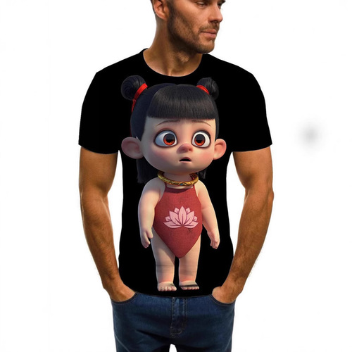 Luo Bo's clothing, 3D digital printing men's T-shirt casual short sleeve loose sport summer top