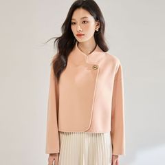 25秋冬斜襟新中式立领羊毛双面呢短大衣优雅气质毛呢外套25573