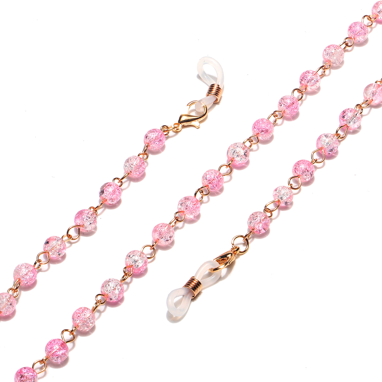 Fashion Golden Cracked Pink Beads Handmade Glasses Chain Wholesale display picture 2