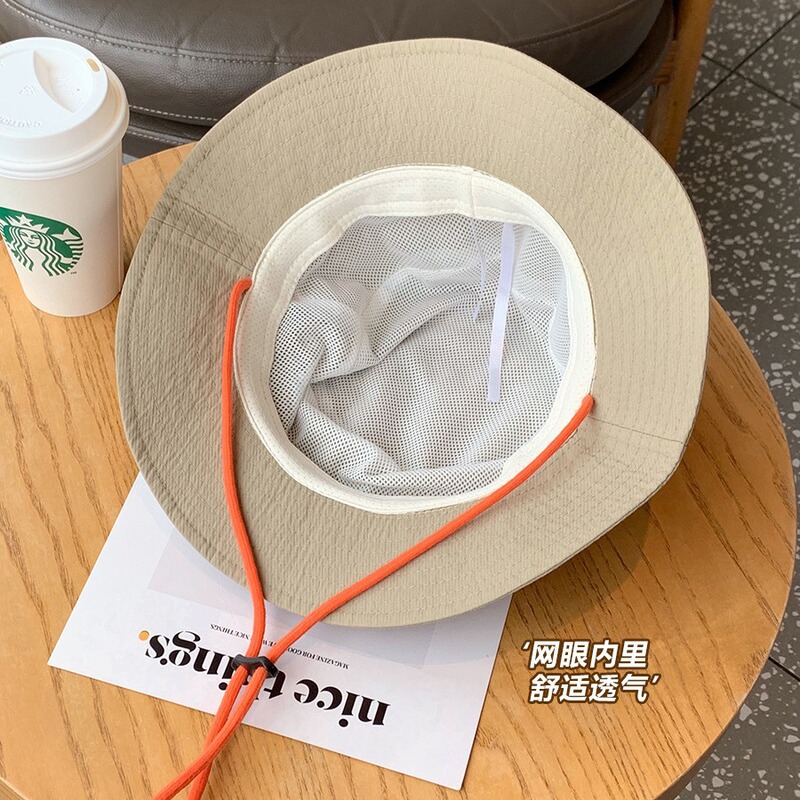 日系衝突色レトロ漁師帽子男女夏屋外キャンプ登山帽大きなつば紫外線防止太陽帽子|undefined