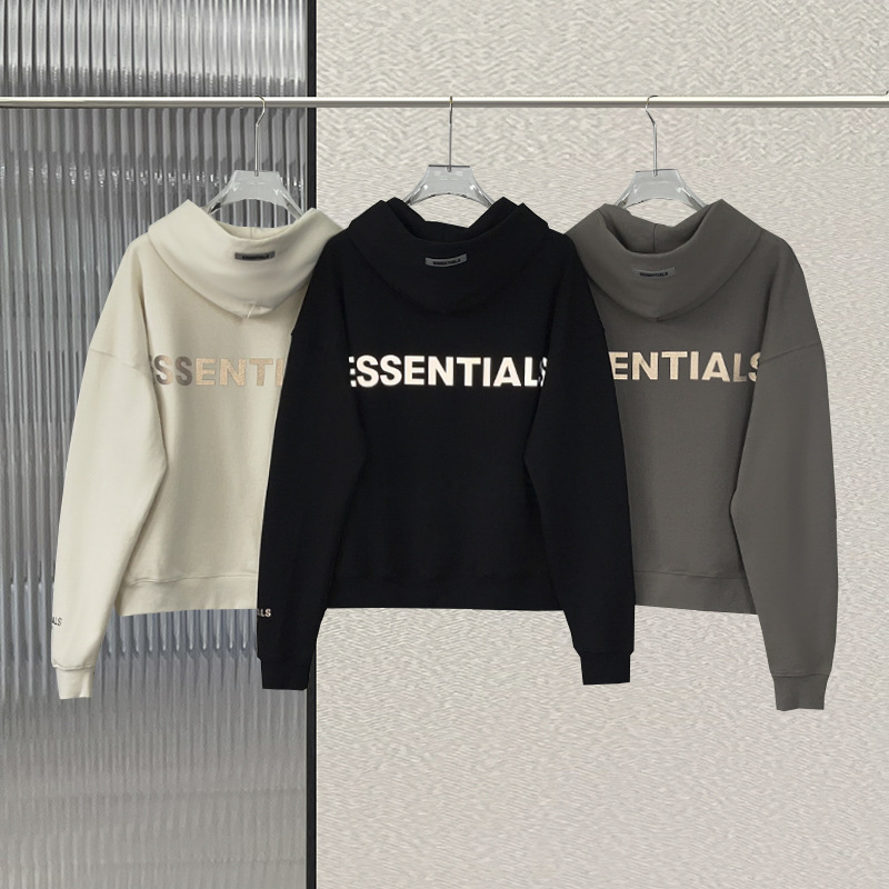 Essentials Double-Line Hooded Sweatshirt Fog High Street Reflective European and American Style Casual Loose Oversized Men's Hoodie