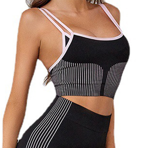 Sports Bra Women's Sports Fitness Running Shock Absorption Yoga Dedicated Bra High Strength Vest Type Gathered Anti-Sagging 
