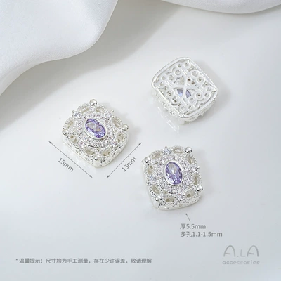 Porous Loose Beads DIY — Zərgərlik ara hissələri - z448-20-g-type-bright-silver-purple-zirconium-1-piece
