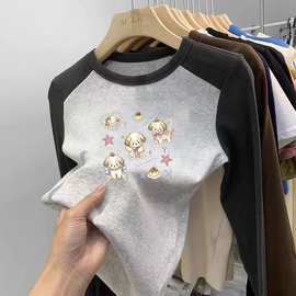 女童磨毛打底衫2026新款德绒保暖插肩长袖t恤秋冬装小女孩上衣潮
