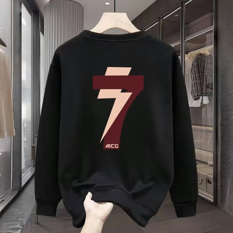 Abbigliamento maschile Felpa a maniche lunghe larga Felpa alla moda con scollo rotondo pesante alla moda Felpa casual da uomo_voghion.com