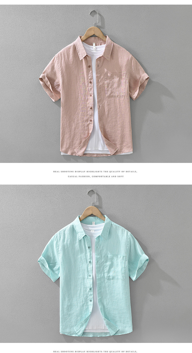 2026 Japanese-style Linen Fresh Short-sleeve Shirt For Men, Versatile, Artistic, Casual, Loose, Breathable, Wholesale_viptrois.com