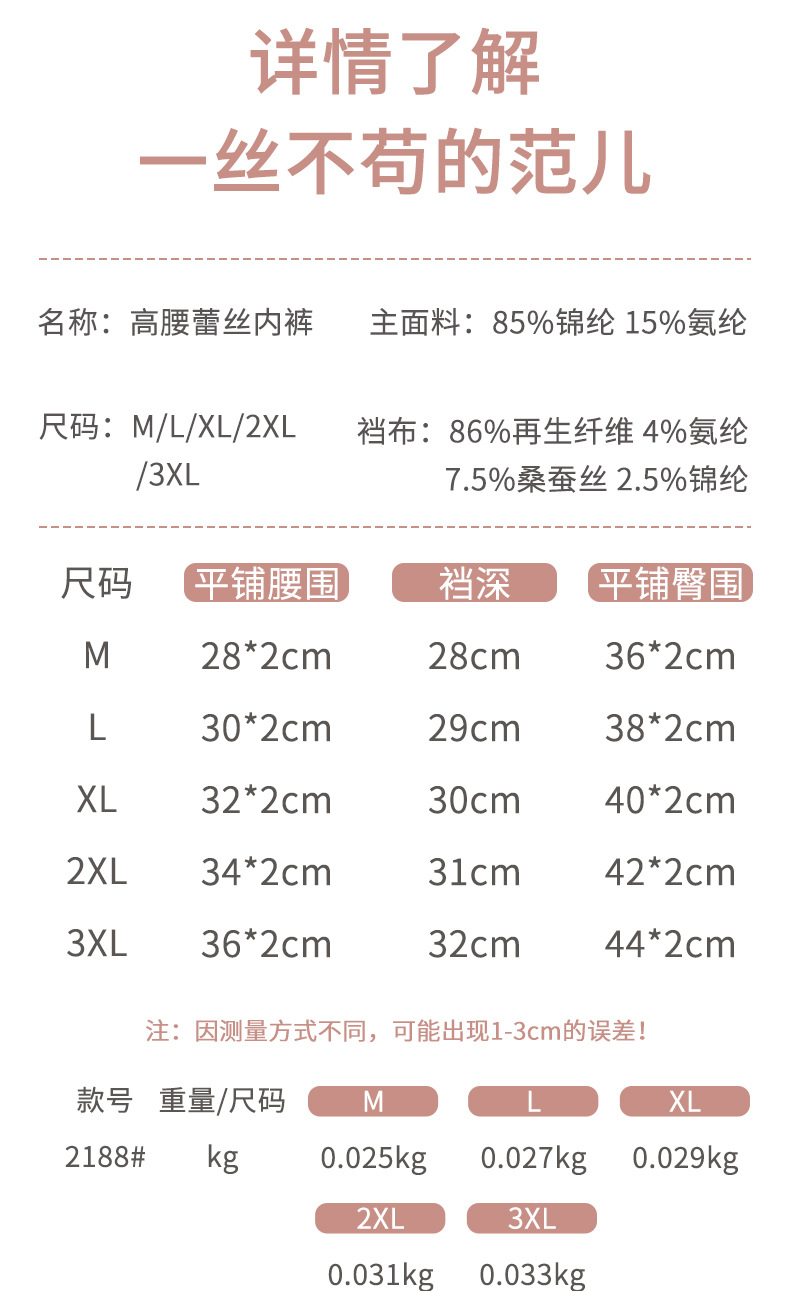 高腰收腹蕾丝内裤女轻薄百搭少女士桑蚕丝透气底裆三角裤2188详情3