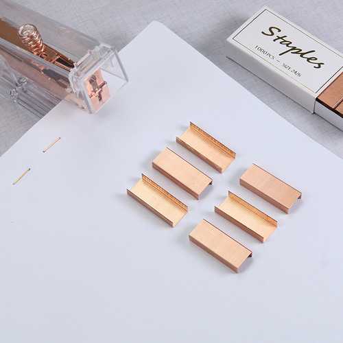 Cross-border direct supply of No. 12 rose gold staples, electroplated large staples, universal type 1000 colored nails