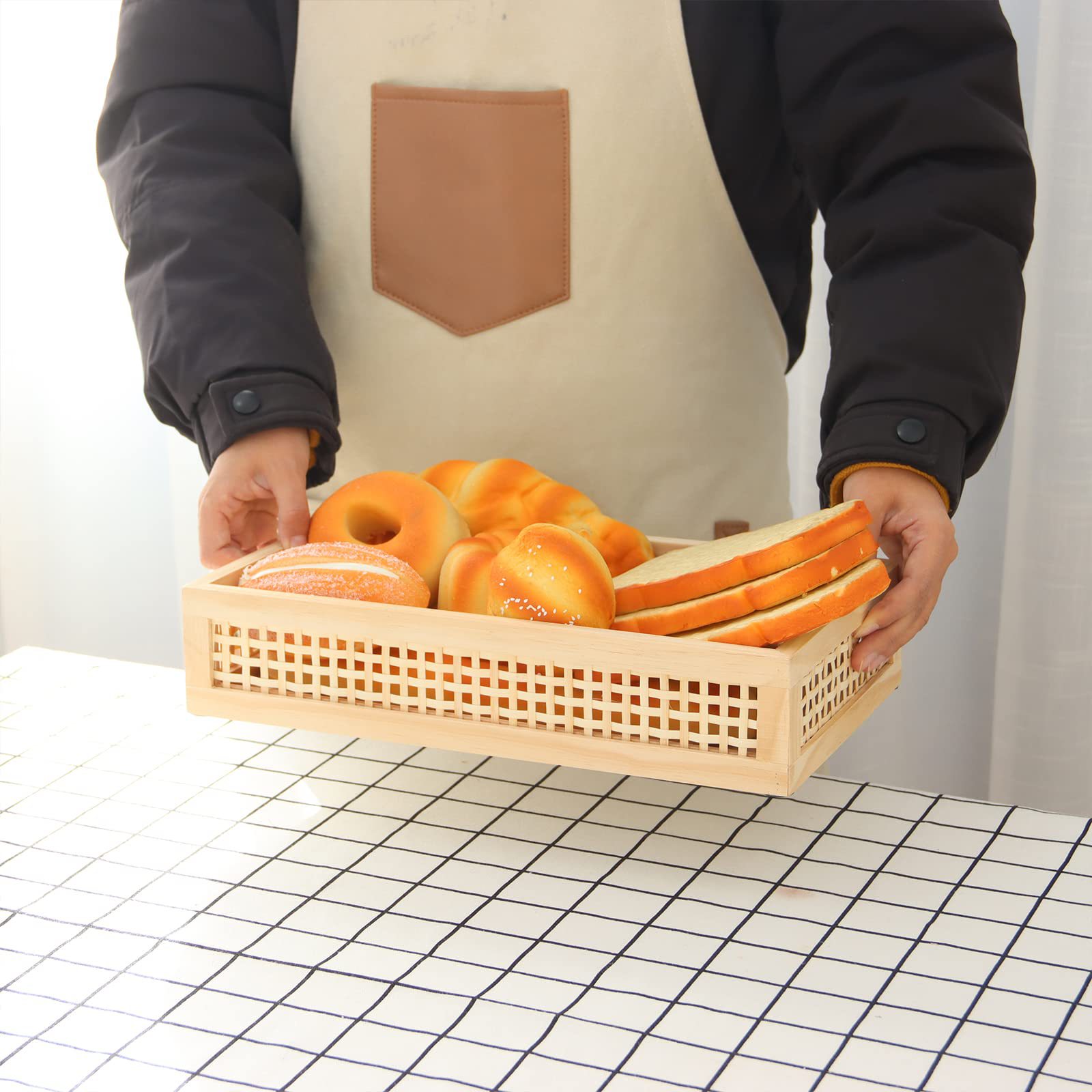 Canasta de almacenamiento de ratán de escritorio de madera maciza transfronteriza bambú tejido pasillo caja de llaves cajón de la sala de estar caja de artículos diversos de almacenamiento hueco