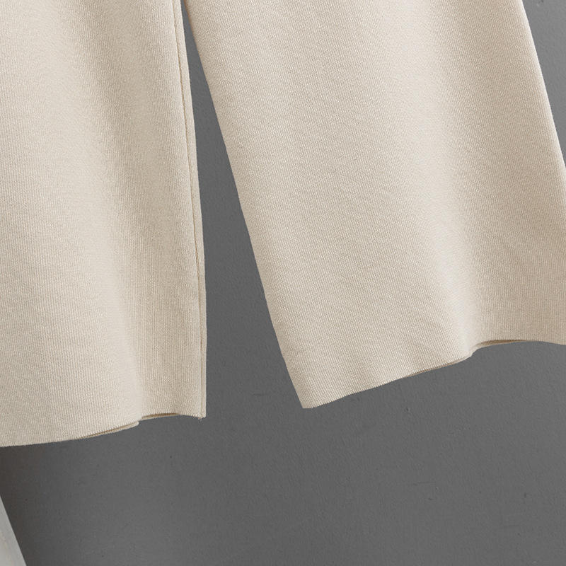 K Knit Sweater Set With Hooded Knitted Sweatshirt And Fashionable Age-reducing Wide-leg Pants, 2-piece Outfit For Women_voghion.com