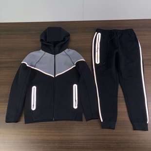 25 years new sports black trousers spring and autumn men's and women's pressure adhesive reflective pants air layer cotton long pants tide