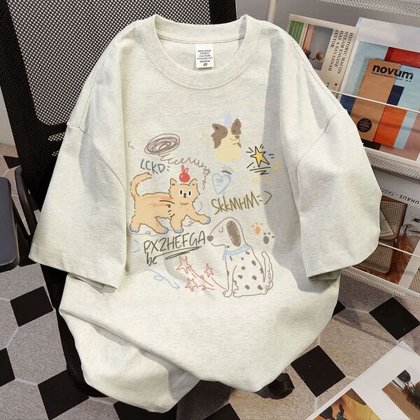 Cotton summer fashionable trend brand T-shirt