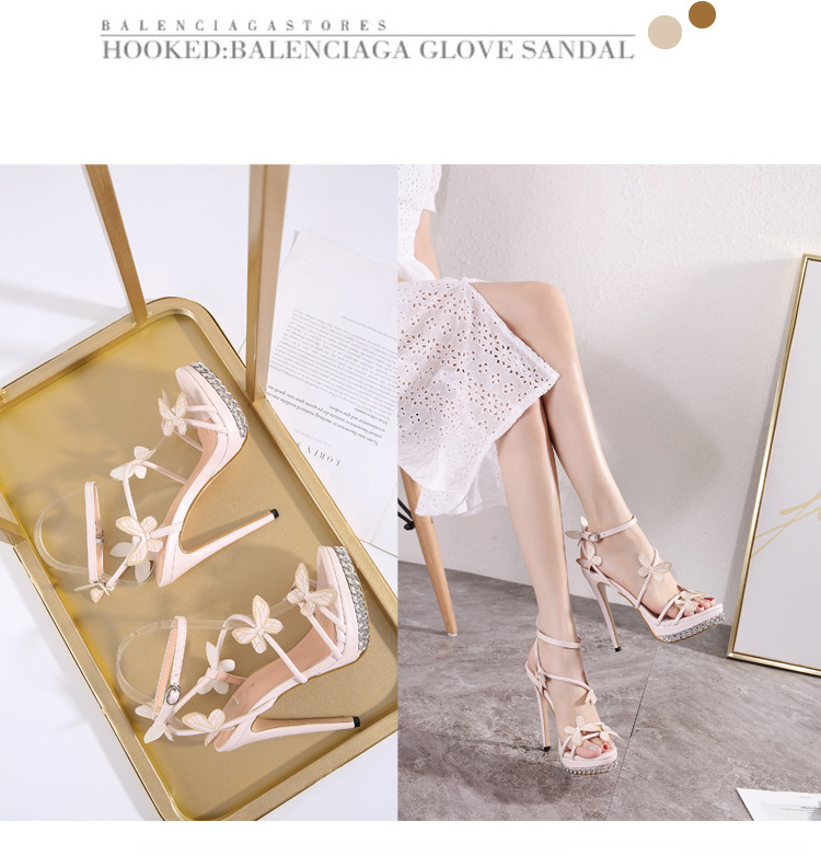 waterproof platform one-word belt butterfly stiletto sandals NSGXL131616