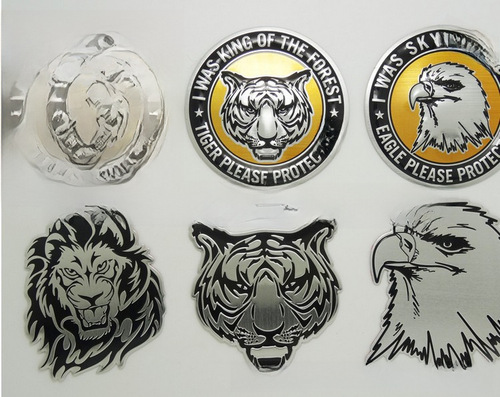 Gold Car Sticker, Lion and Tiger Head Totem Car Sticker, Eagle Head Metal 3D Car Sticker, Car Logo, Customization Sticker