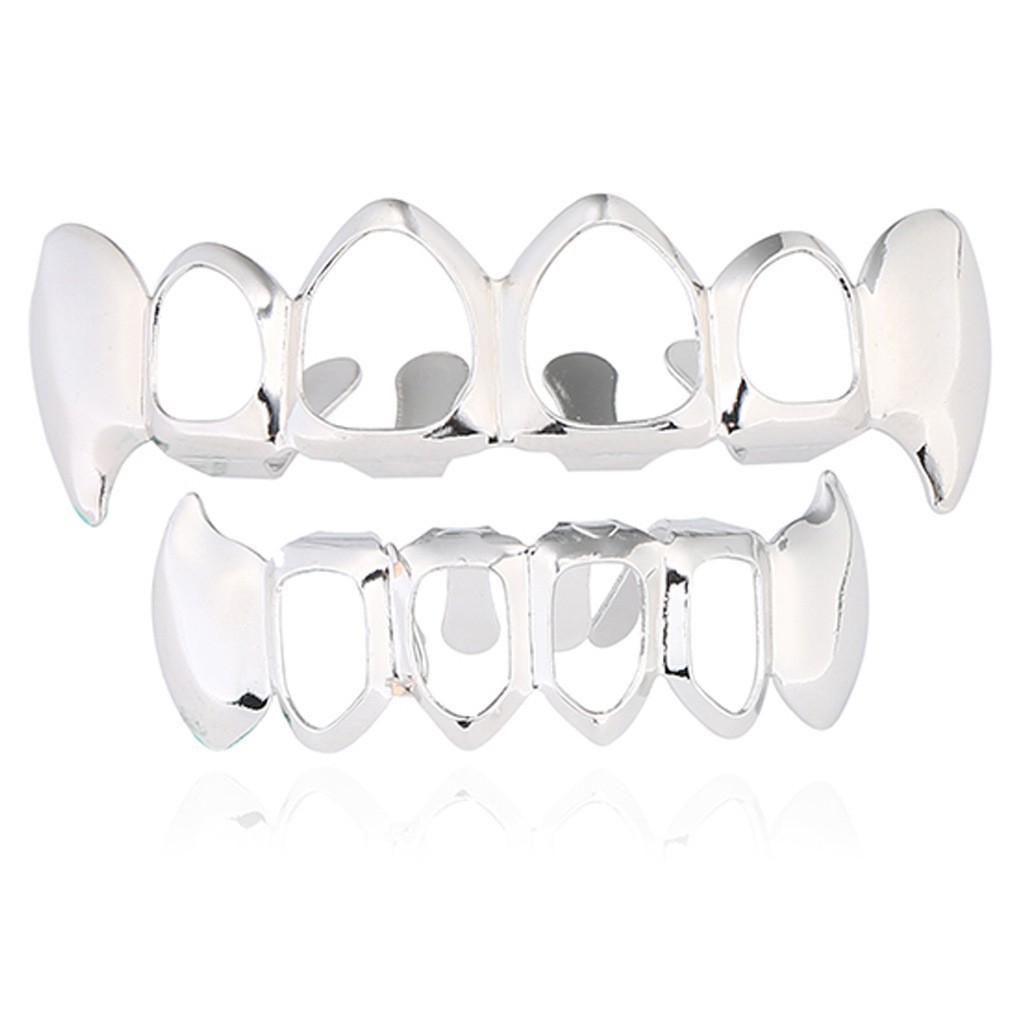 Europeo y americano nuevo hip hop personas real chapado en oro tirantes cóncavo-convexo Plaid textura hip hop tirantes grandes dientes de oro