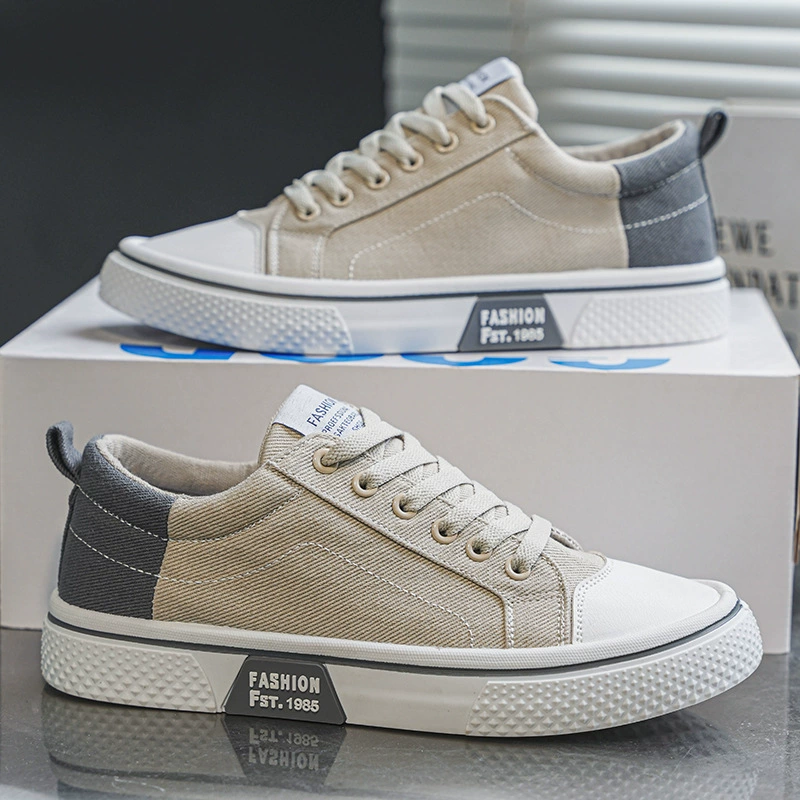 2024 мужская обувь Летняя дышащая спортивная повседневная обувь на холсте Мягкая подошва мужская тенденция дикая классическая белая обувь