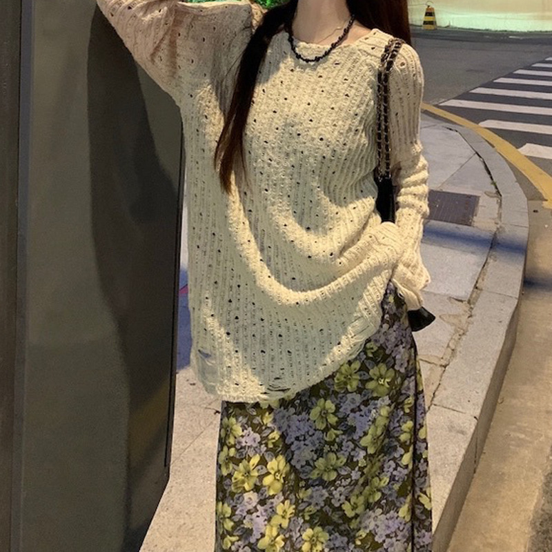Retro knitted autumn design long-sleeve